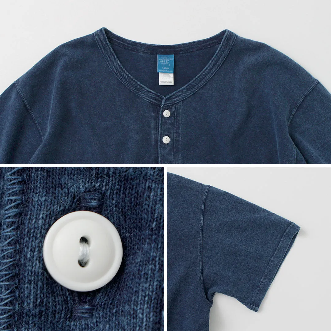 GOOD ON / Short Sleeve Henley T-Shirt / Indigo Shave