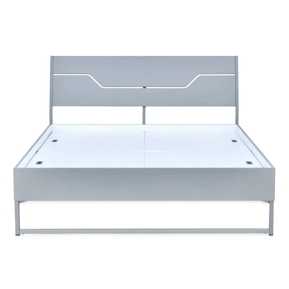 Grande Wood and Metal Hybrid Bed (Grey)   Plus Memory Foam Mattress (King)