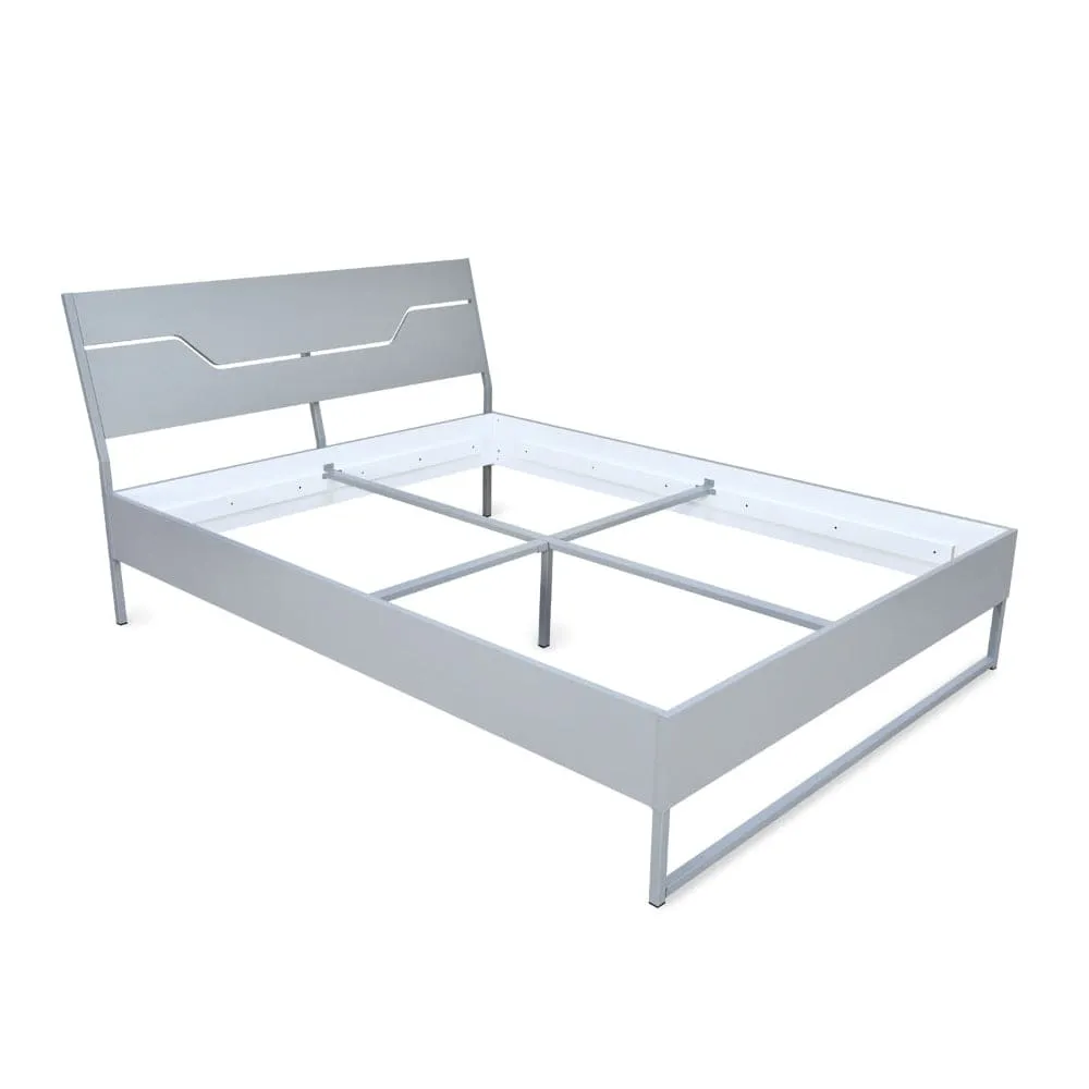 Grande Wood and Metal Hybrid Bed (Grey)   Plus Memory Foam Mattress (King)