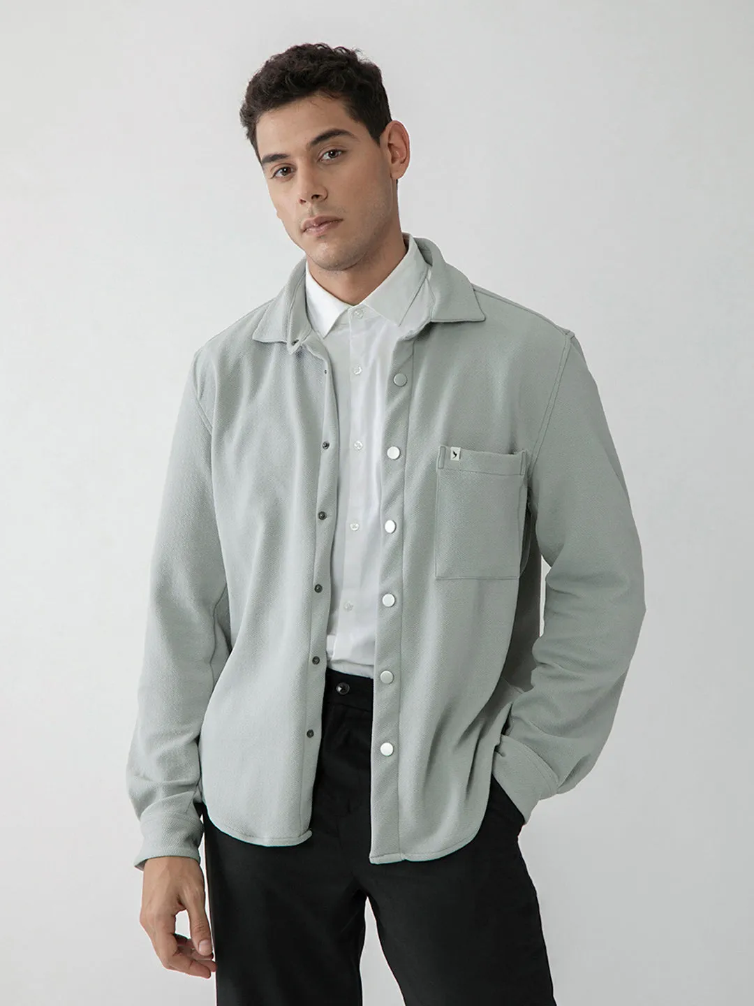 Grey Plain Shacket