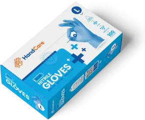 HandCare Blue Nitrile Gloves - Exam Grade, Powder Free (4 Mil) 100 Gloves (1 Box)