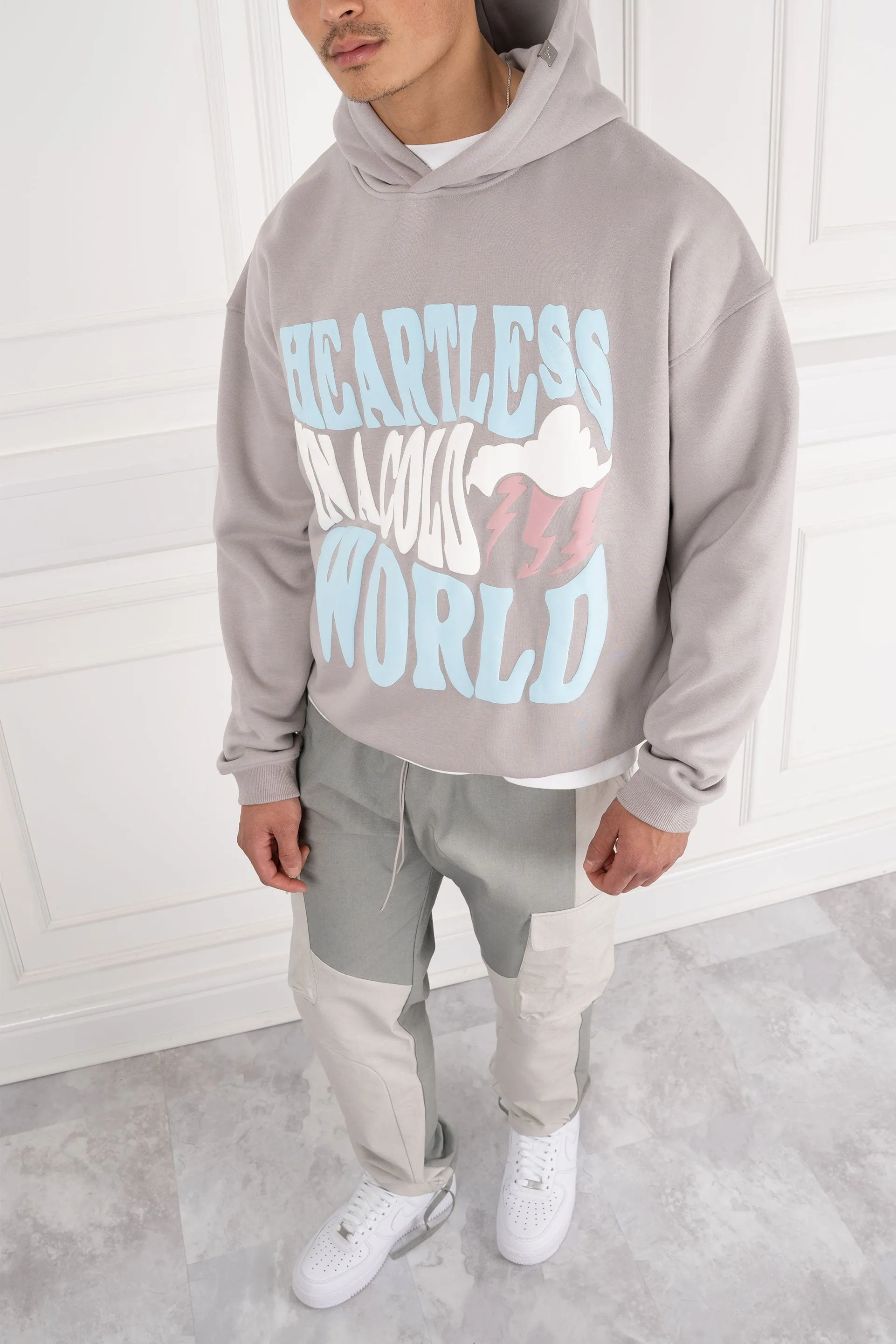 Heartless Puff Print Hoodie - Grey