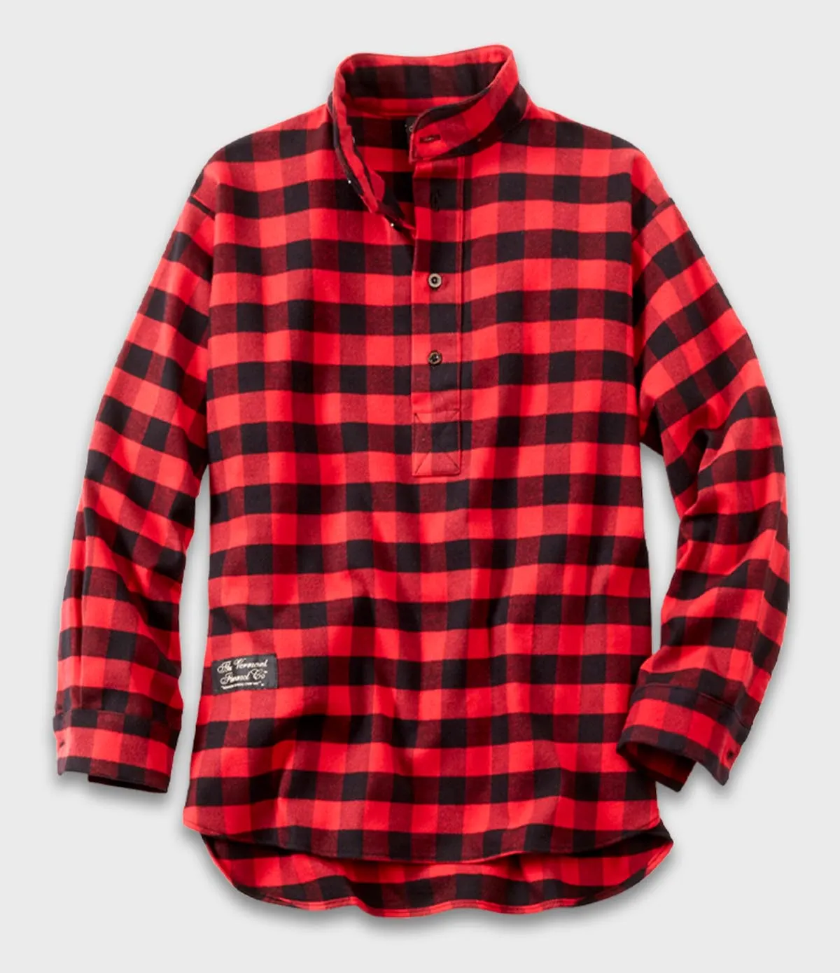 Henley Flannel Shirt - Red Buffalo