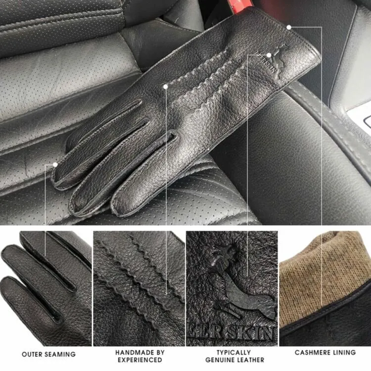 HighShine Men's Deerskin Cashmere Lined Winter Warm Gloves