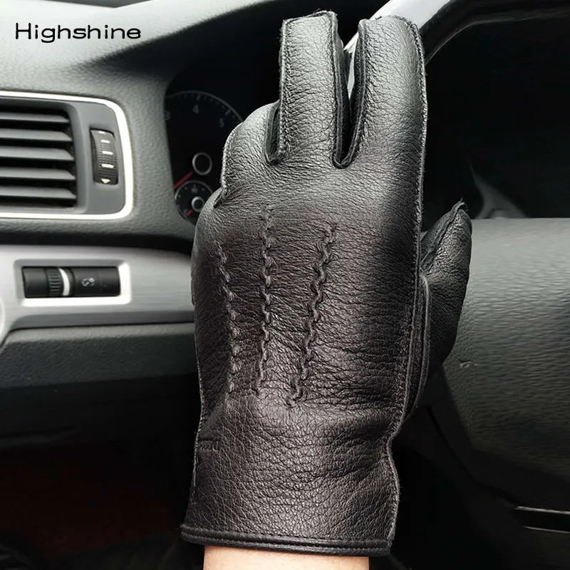 HighShine Men's Deerskin Cashmere Lined Winter Warm Gloves