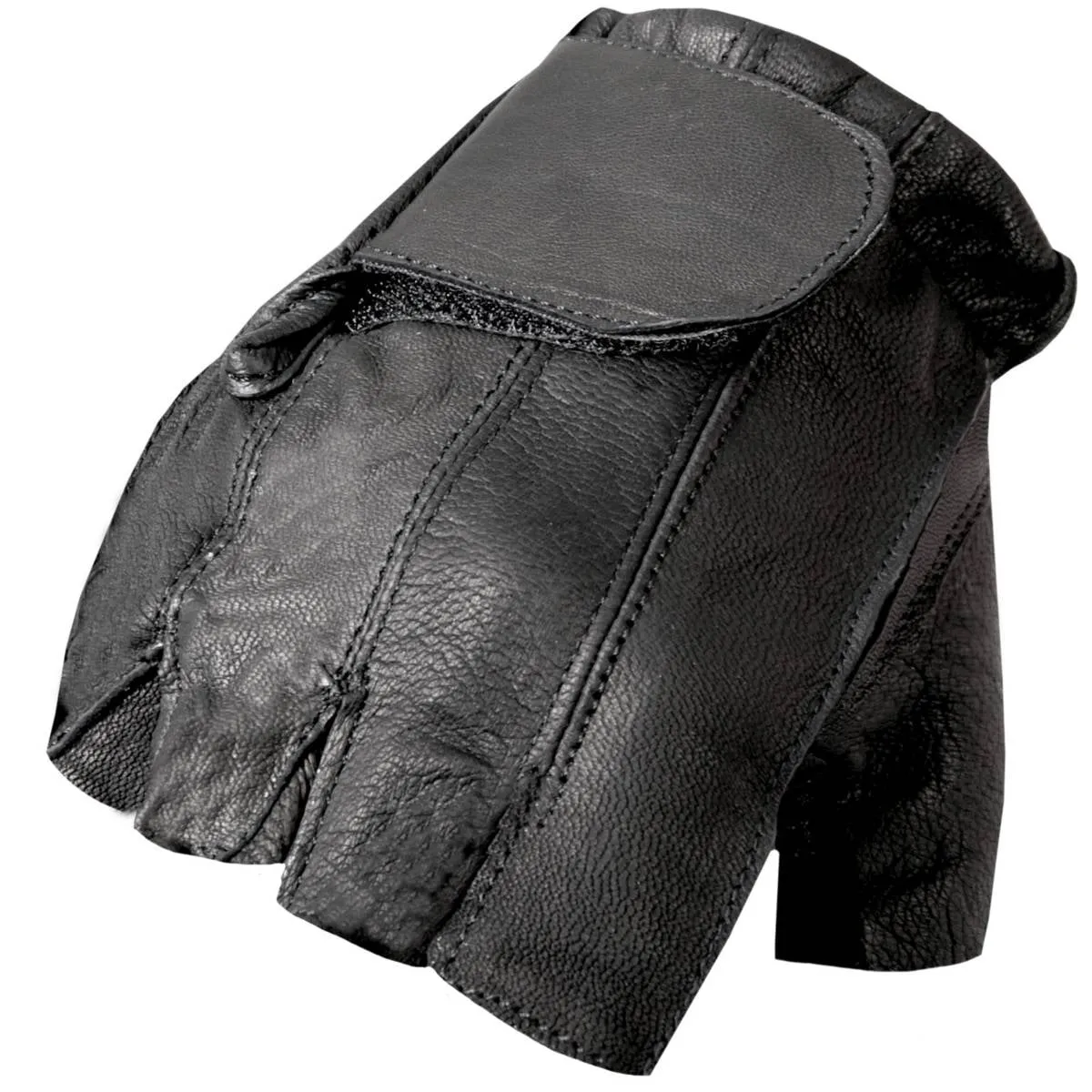 Hot Leathers GVM1011 Premium Leather Unlined Fingerless Gloves with Padded Gel Palm