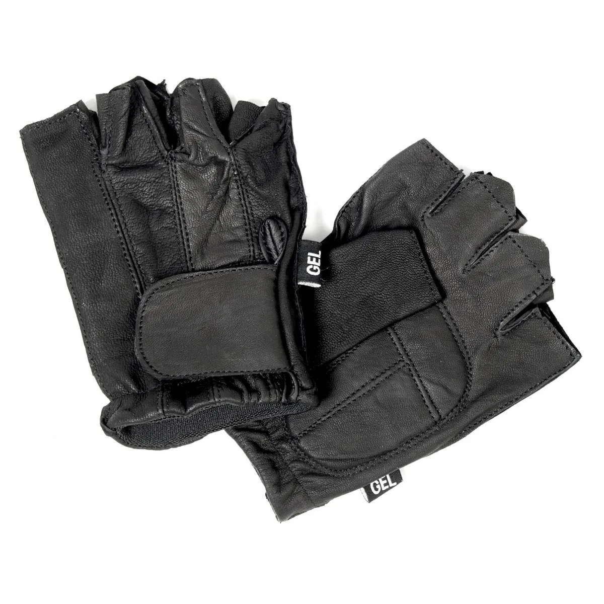 Hot Leathers GVM1011 Premium Leather Unlined Fingerless Gloves with Padded Gel Palm