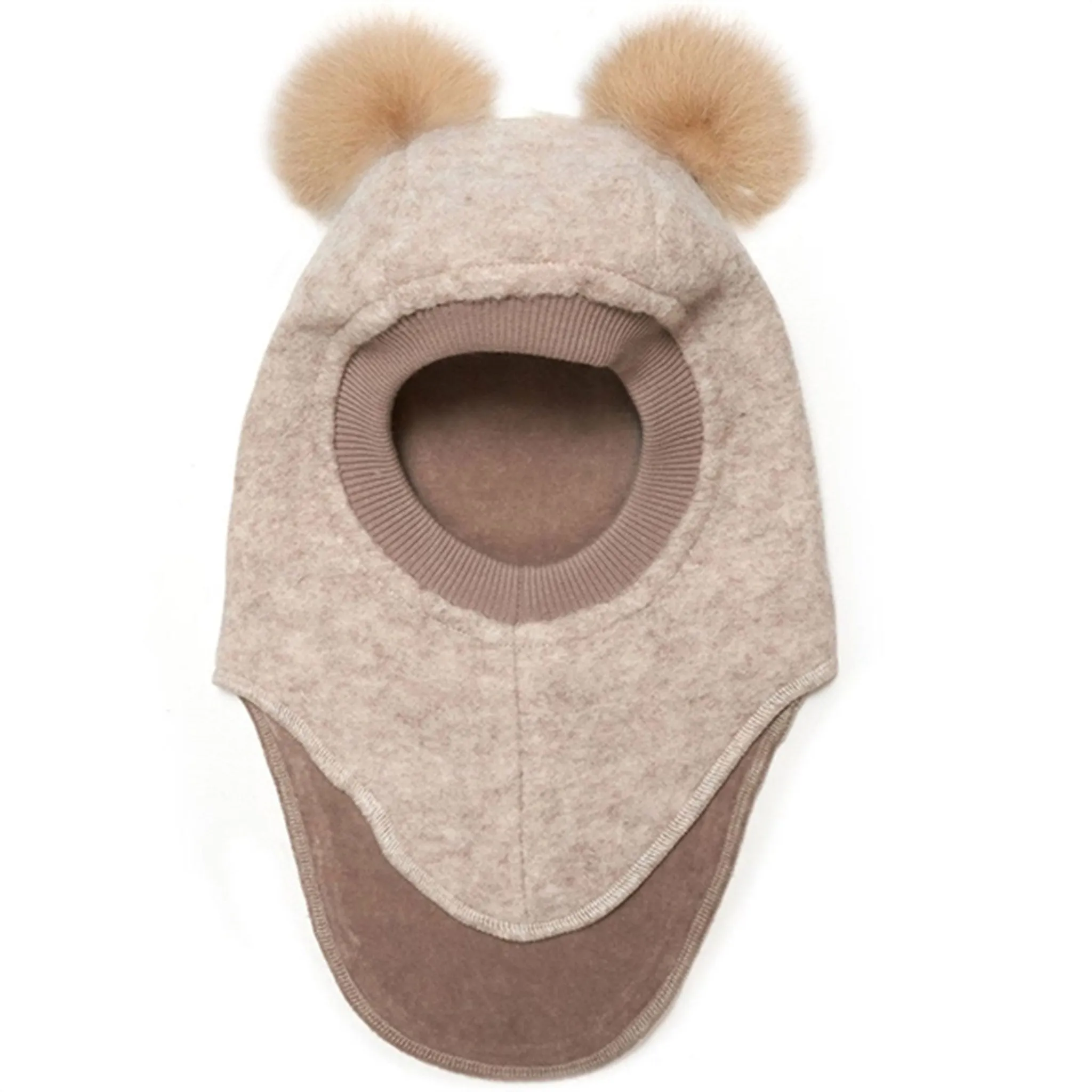 Huttelihut Balaclava w. Alpaca Pompoms Big Bear Camel