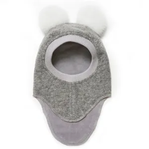 Huttelihut Balaclava w. Alpaca Pompoms Big Bear Light Grey Melange