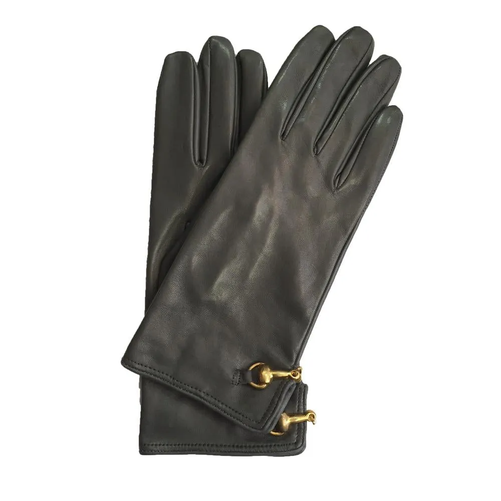 Isabella Back Clasp - Women's Back Clasp Horsebit Detailed Leather Gloves