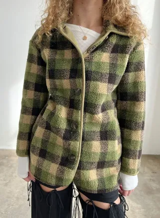 Jesse Sherpa Jacket - Forest Plaid