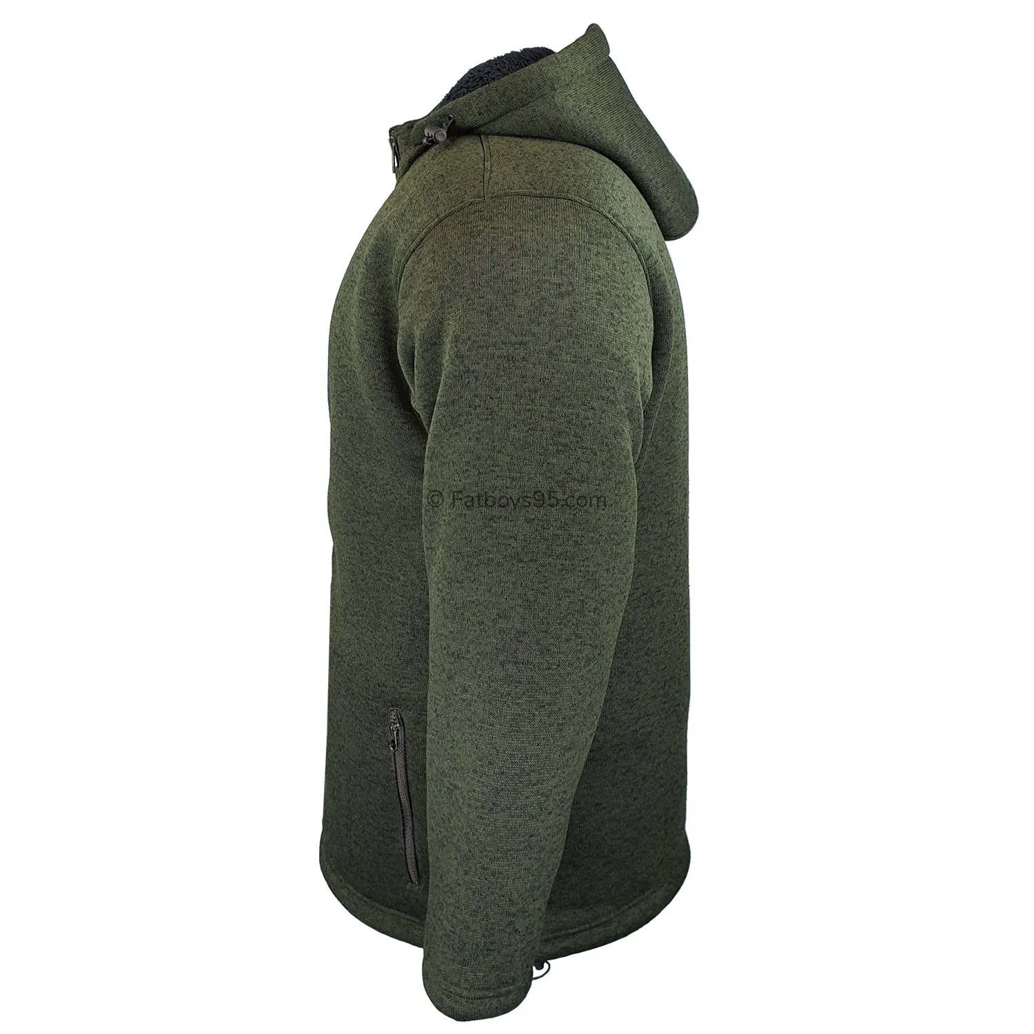 Kam Sherpa Lined Hooded Knit Jacket - KBS KV101 - Forest