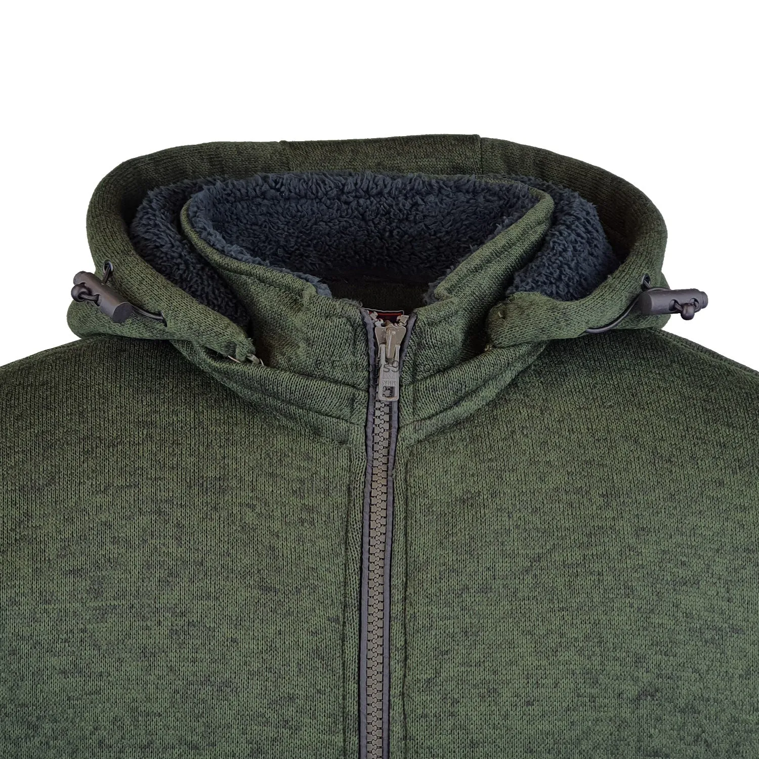 Kam Sherpa Lined Hooded Knit Jacket - KBS KV101 - Forest