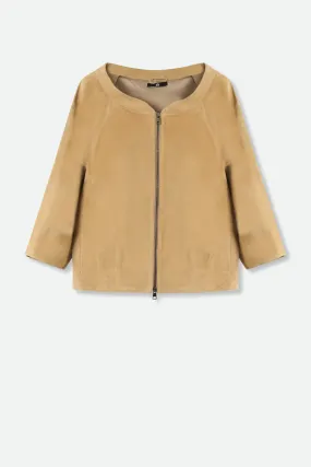 KATY CROPPED JACKET IN ITALIAN SOFT SUEDE