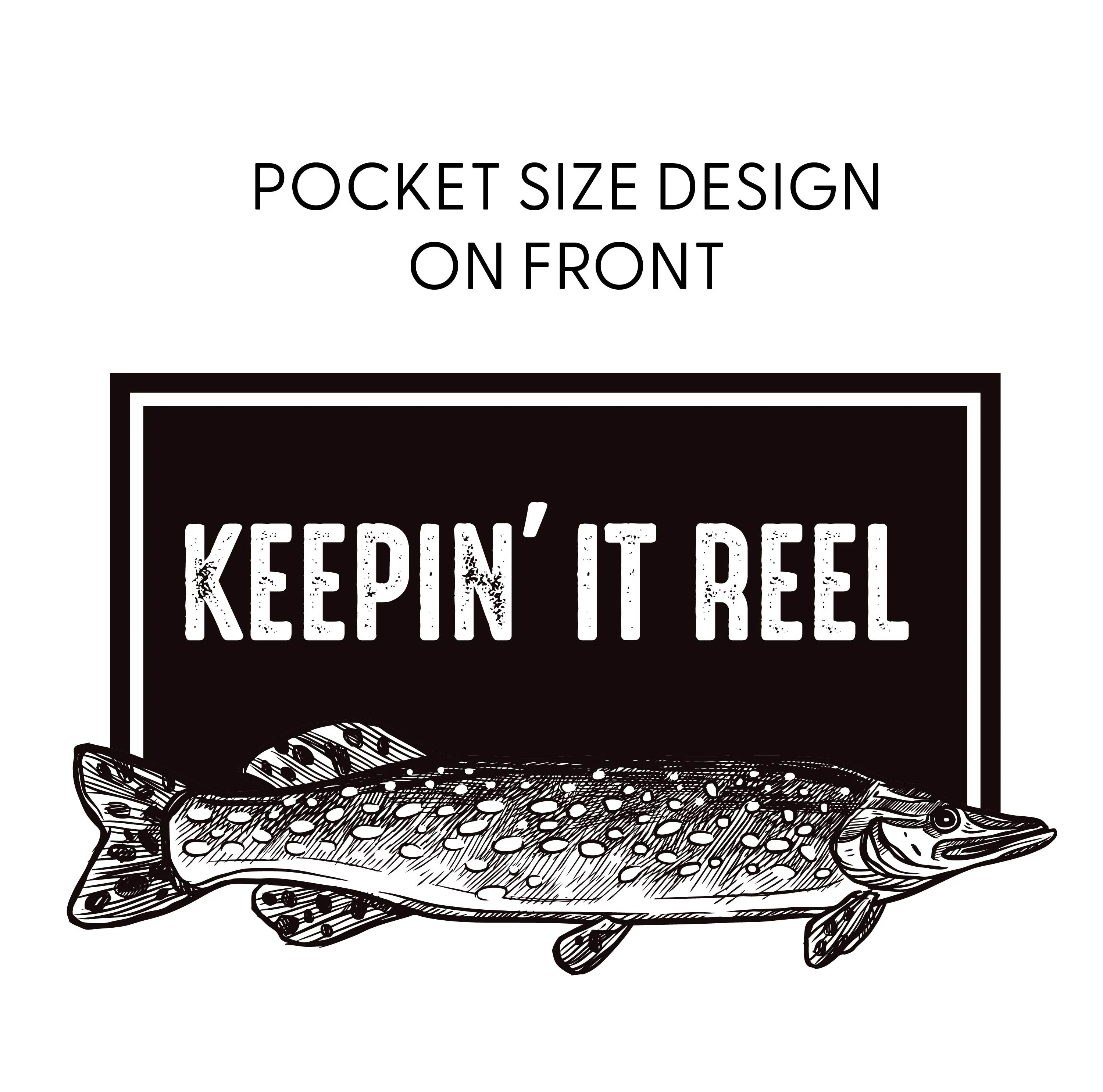 Keepin' It Reel Pocket Design on Front w/ Fishing Reel on Back - One Piece Baby Sleeper