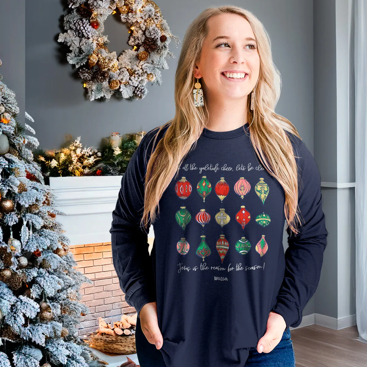 Kerusso Christmas Long Sleeve T-Shirt Ornaments