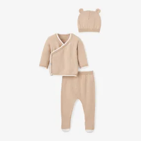 Kimono, Sweater, Pant, & Hat Set-Camel