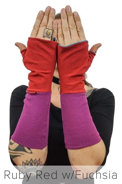 Knit Mitts | Reversible Fingerless Mittens | Large