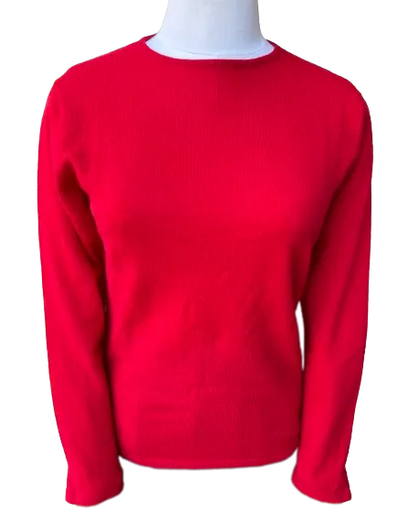 Ladies Cashmere Sweater: Crew Neck Red