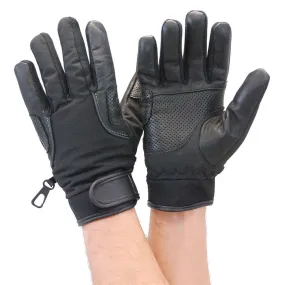 Lightweight Perforated Leather & Nylon Riding Glove #GMC33VK ()