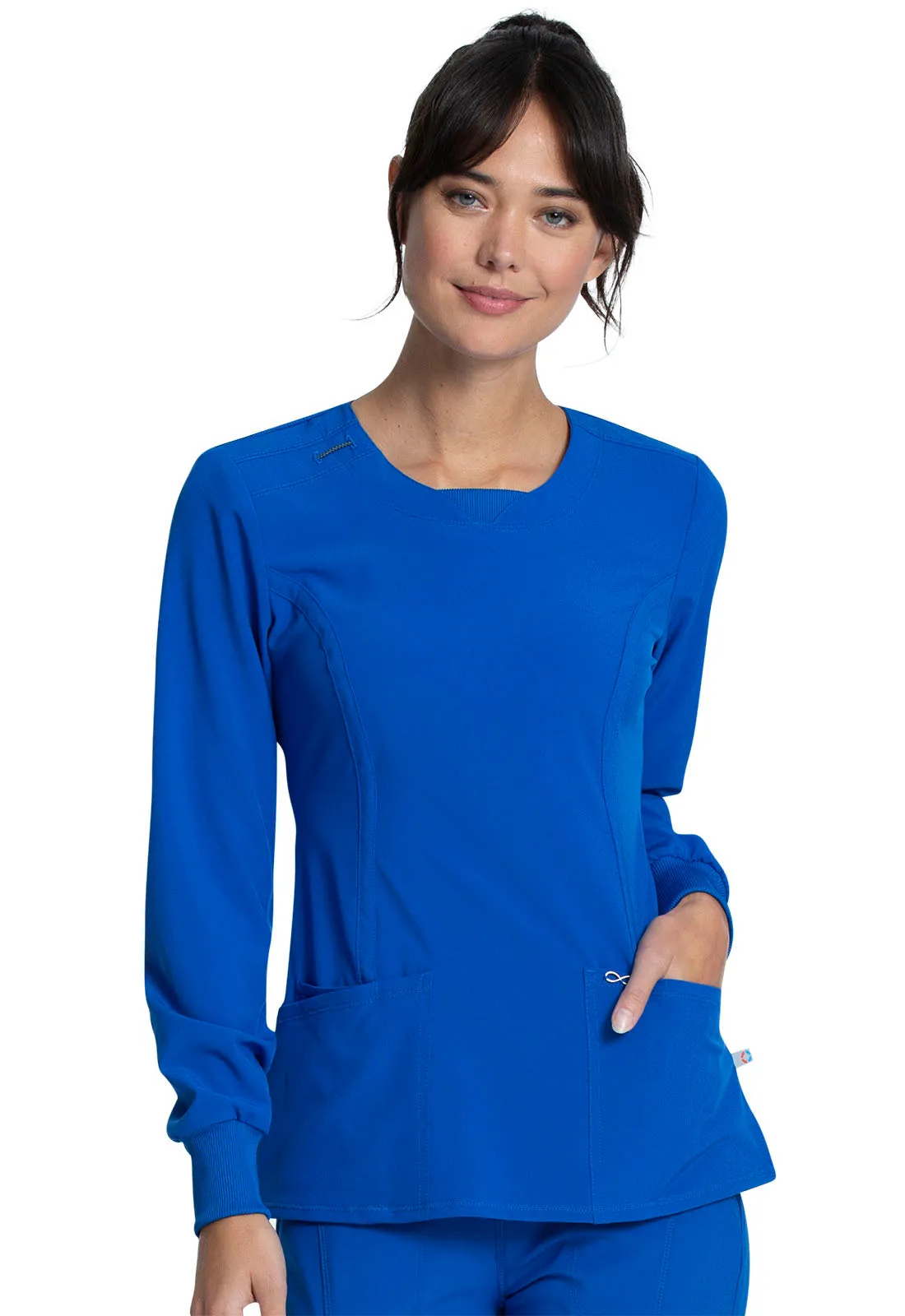 Long Sleeve Antimicrobial Round Neck Scrub Top by Cherokee Infinity