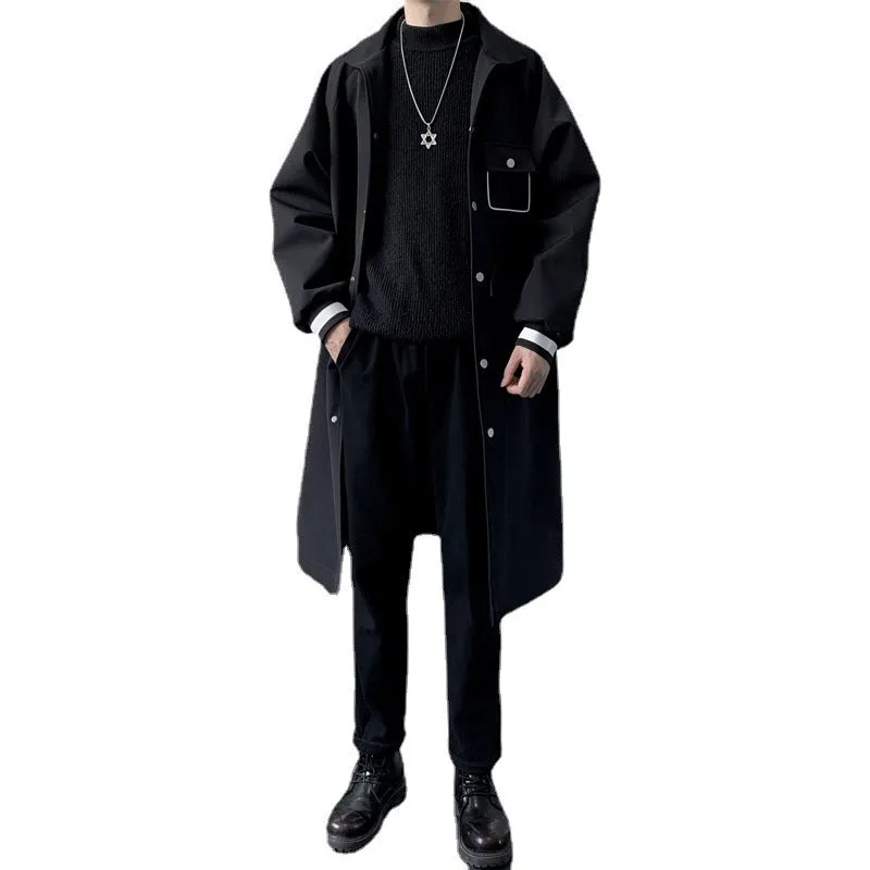 Man Cave Men's Mid-length Temperament Over-knee Overcoat