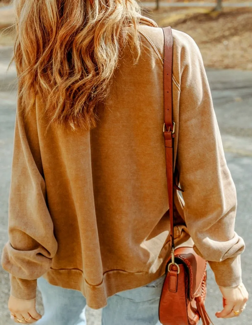 Mara Snap Knit Shacket - Camel