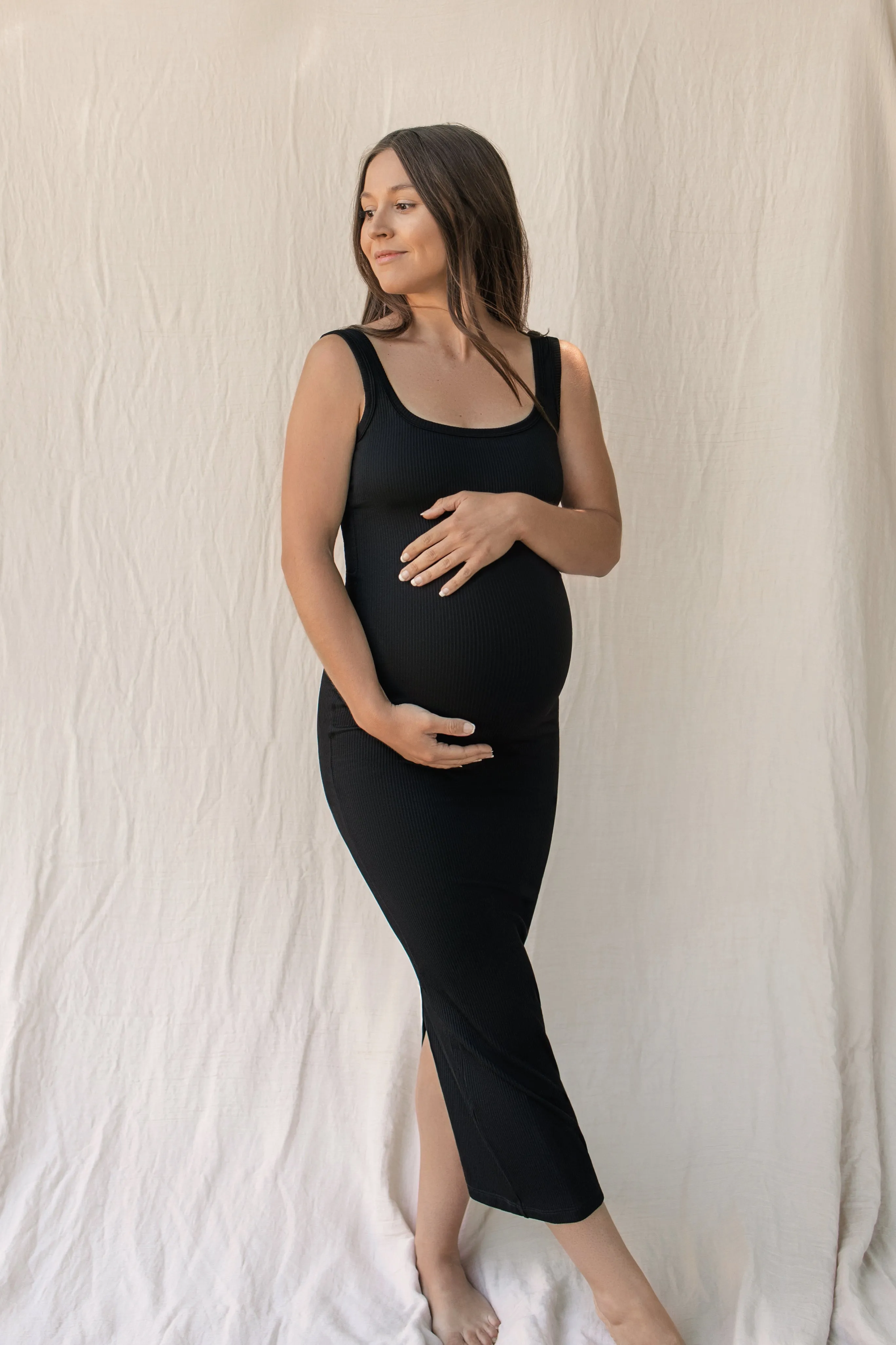 Maternity Ribbed Midi Dress