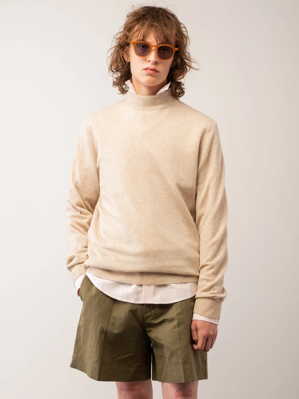 Men Mockneck Sweater_Oatmeal