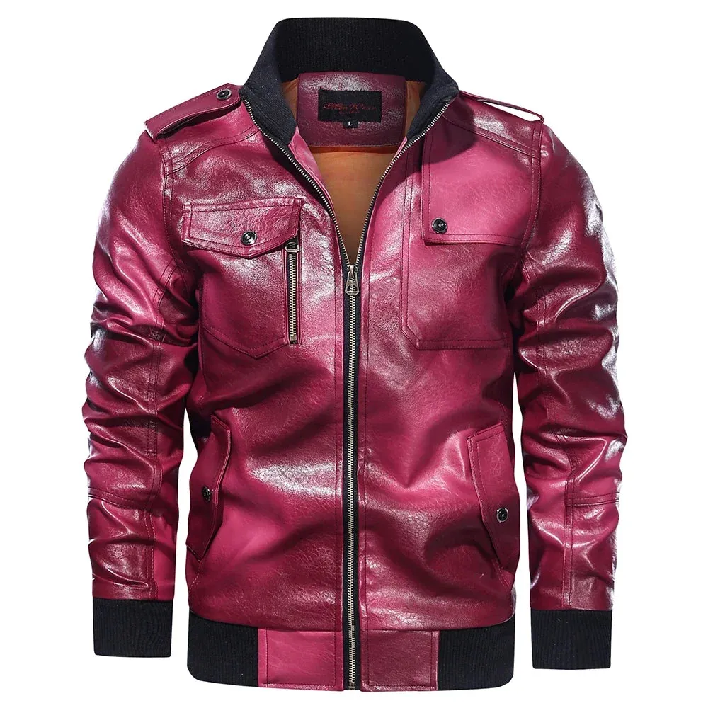 Men's Classical Motocycle Jacket 2023 Winter Fleece Thick Men Leather Jacket Motor Autumn Zipper Jacket Male Biker Coat Size 5XL