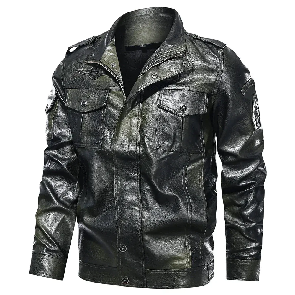 Men's Classical Motocycle Jacket 2023 Winter Fleece Thick Men Leather Jacket Motor Autumn Zipper Jacket Male Biker Coat Size 5XL