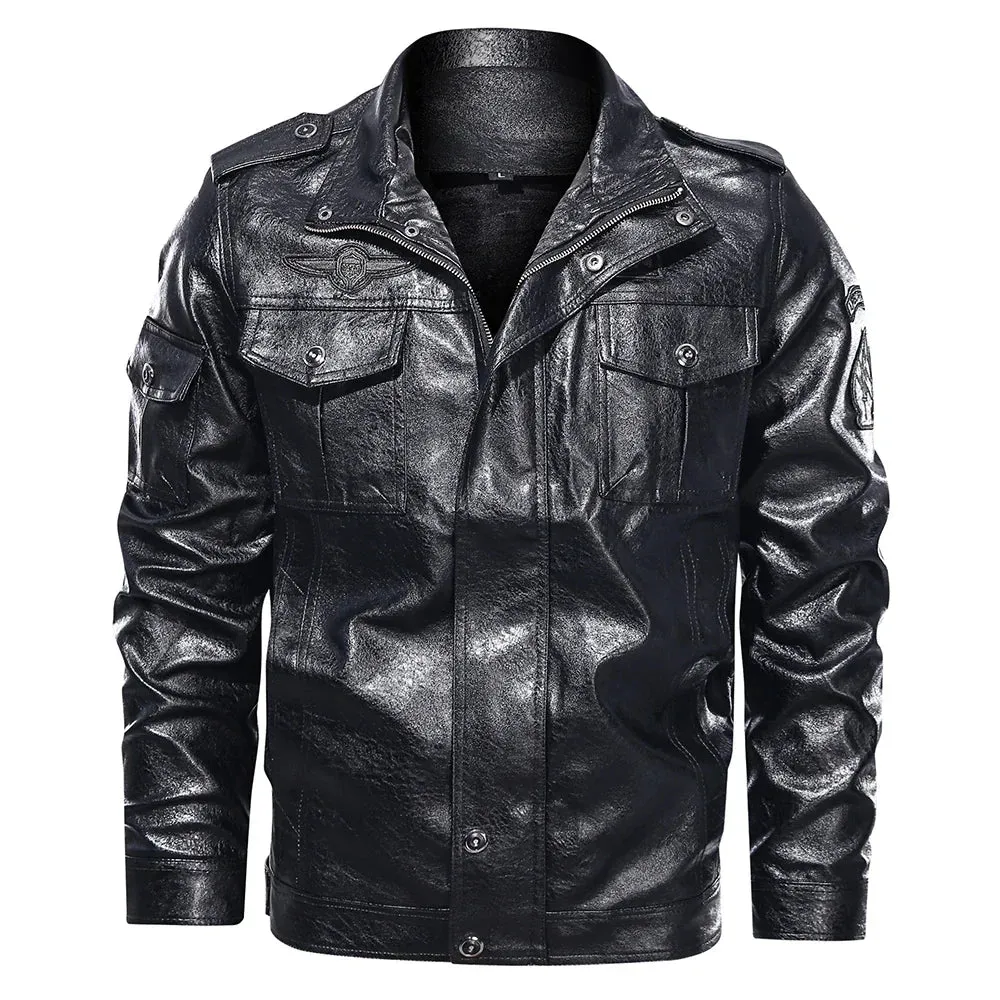 Men's Classical Motocycle Jacket 2023 Winter Fleece Thick Men Leather Jacket Motor Autumn Zipper Jacket Male Biker Coat Size 5XL