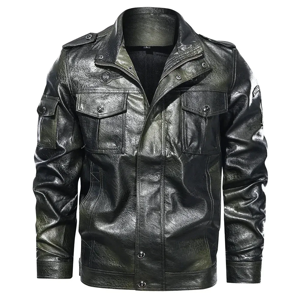 Men's Classical Motocycle Jacket 2023 Winter Fleece Thick Men Leather Jacket Motor Autumn Zipper Jacket Male Biker Coat Size 5XL