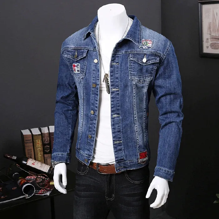 Men's Denim Jacket Student High Quality Denim Coat Autumn Spring Brand Solid Fashion New Arrivals Embroidered Clothes Male