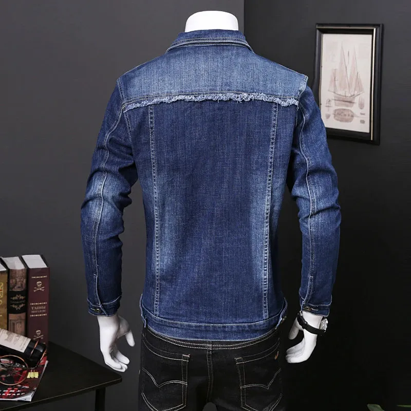 Men's Denim Jacket Student High Quality Denim Coat Autumn Spring Brand Solid Fashion New Arrivals Embroidered Clothes Male