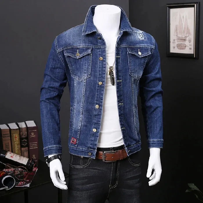 Men's Denim Jacket Student High Quality Denim Coat Autumn Spring Brand Solid Fashion New Arrivals Embroidered Clothes Male