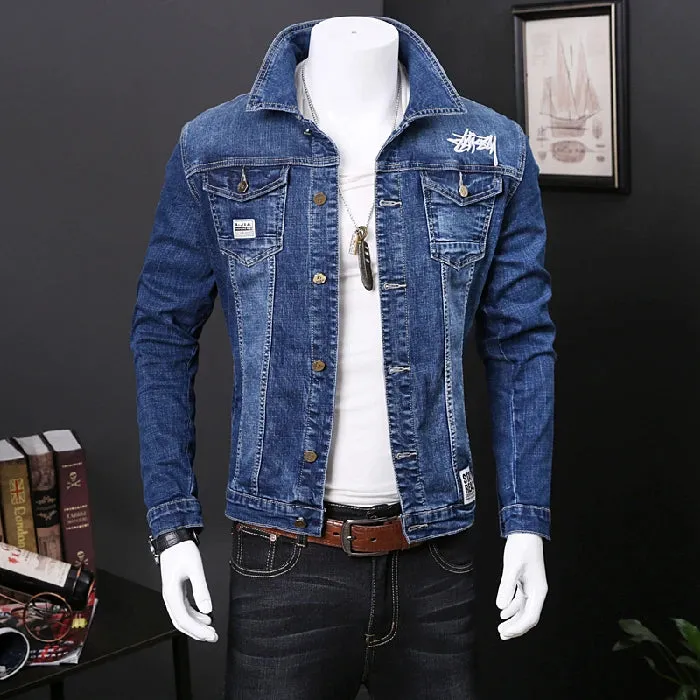 Men's Denim Jacket Student High Quality Denim Coat Autumn Spring Brand Solid Fashion New Arrivals Embroidered Clothes Male