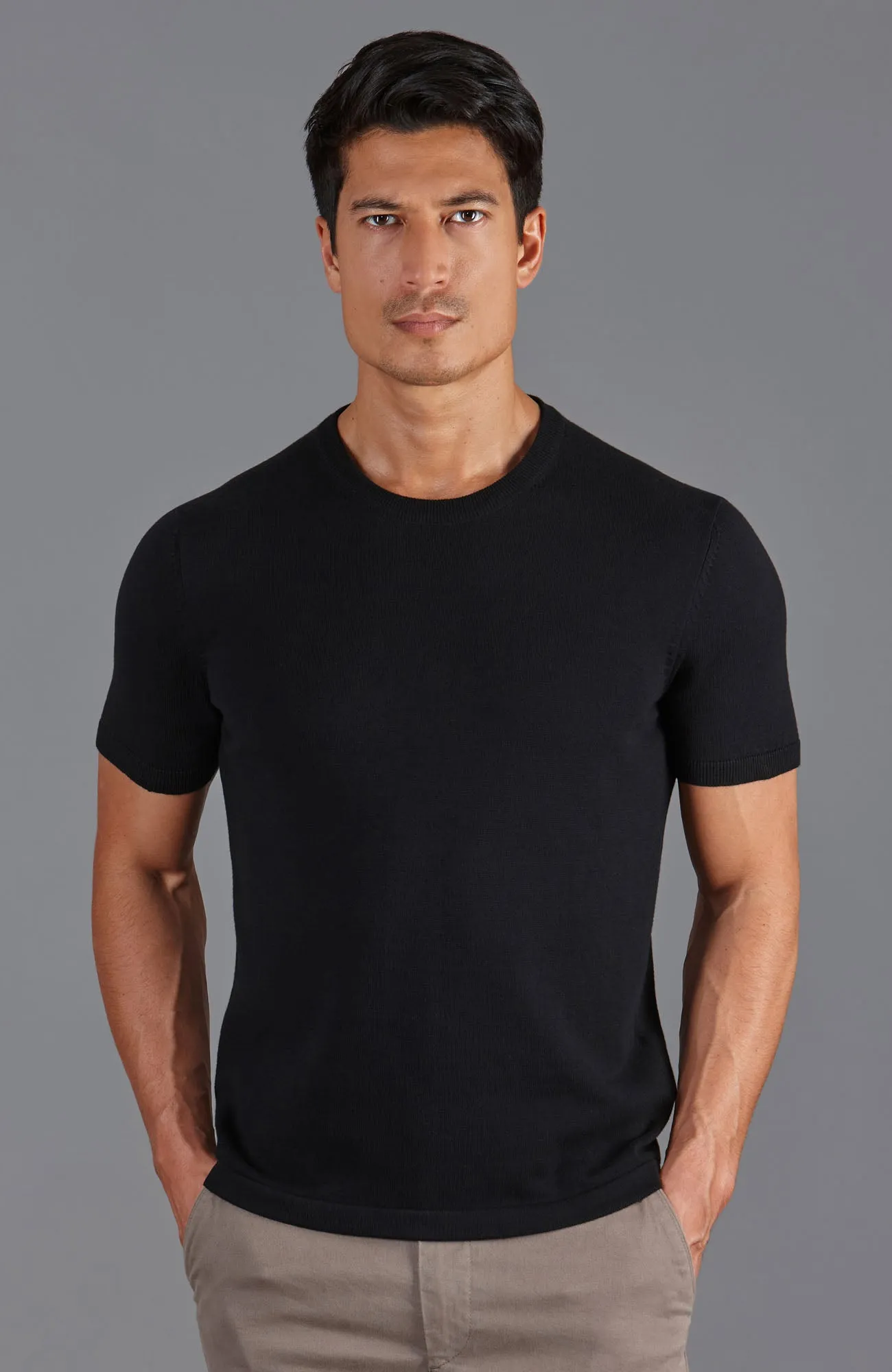 Mens Midweight Cotton Knitted T-Shirt