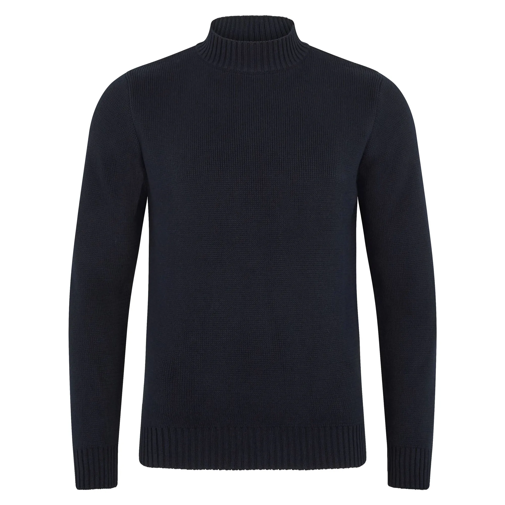 Mens Midweight Cotton Mock Turtleneck Jumper