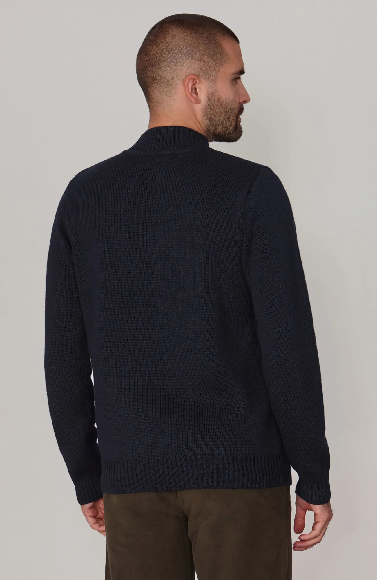 Mens Midweight Cotton Mock Turtleneck Jumper