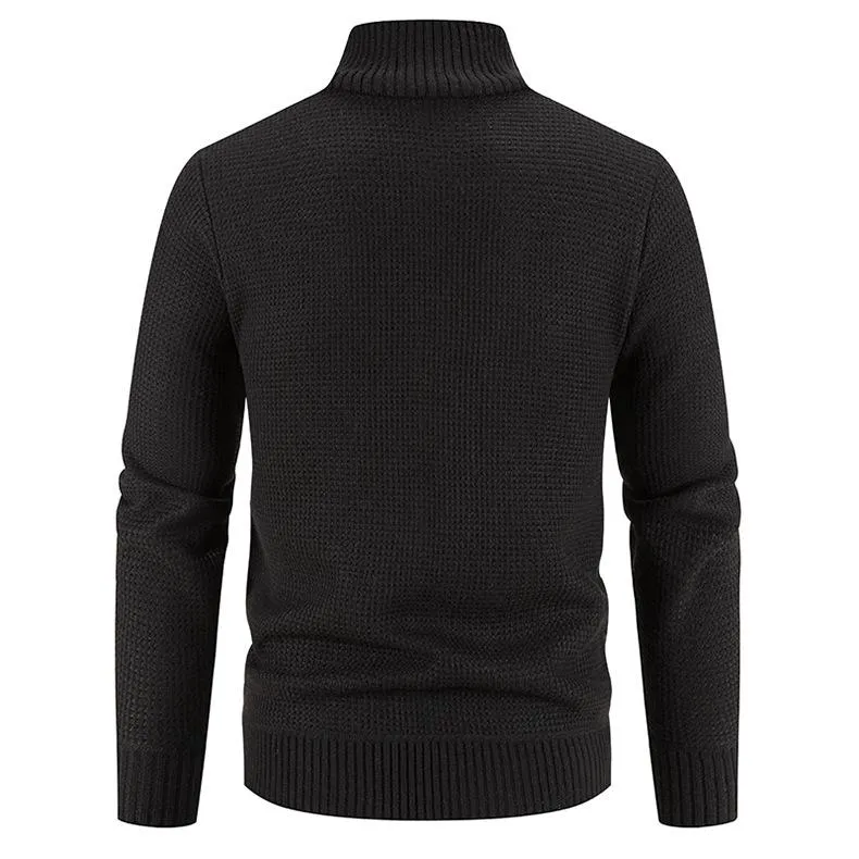 Men's Stand Collar Plus Fleece Thick Stitching Sweater Sweater 61880641YM