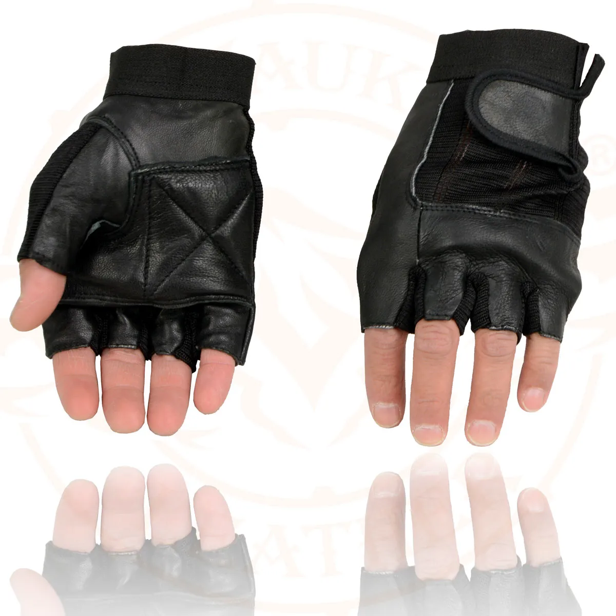 Milwaukee Leather SH217 Men's Black Leather Gel Padded Palm Fingerless Motorcycle Hand Gloves W/ Breathable ‘Mesh Material’