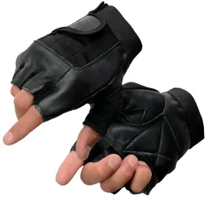 Milwaukee Leather SH217 Men's Black Leather Gel Padded Palm Fingerless