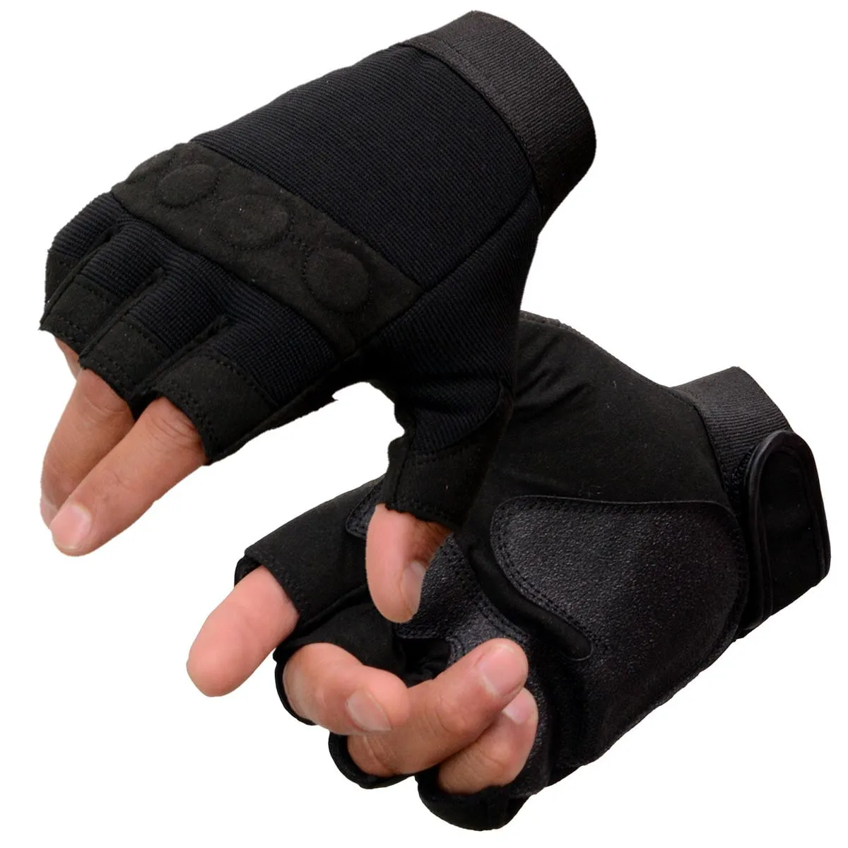 Milwaukee Leather SH44610 Men's Black Gel Padded Knuckle Fingerless