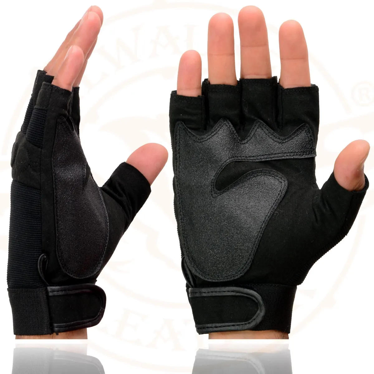 Milwaukee Leather SH44610 Men's Black Gel Padded Knuckle Fingerless