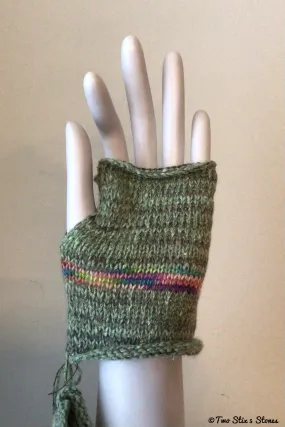 Mini Mint Green Tweed Fingerless Gloves