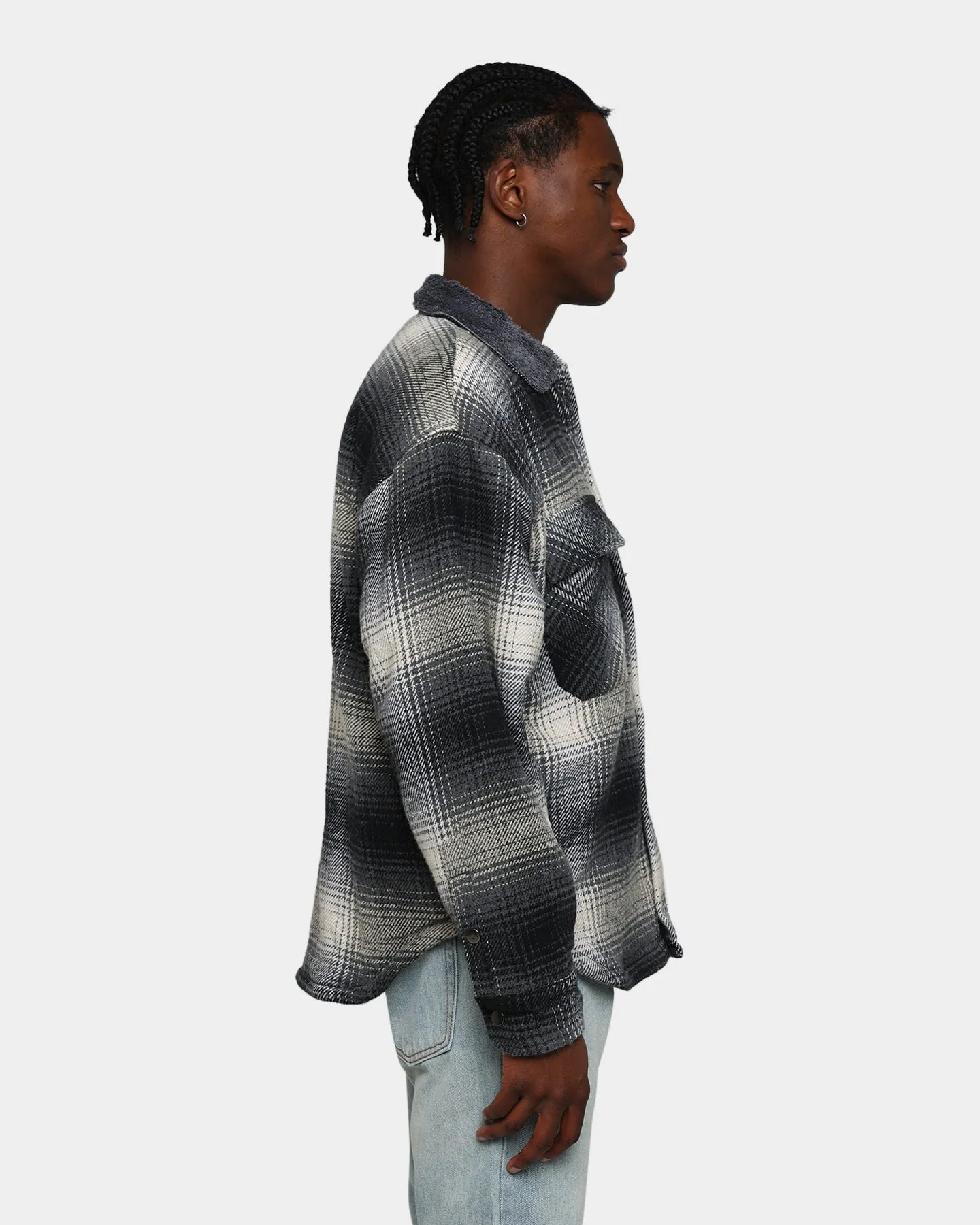 MNML Sherpa Lined Flannel Shirt Grey