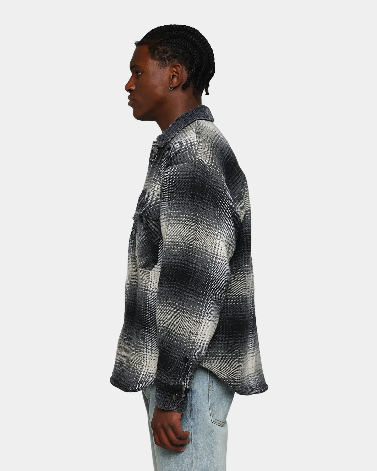 MNML Sherpa Lined Flannel Shirt Grey