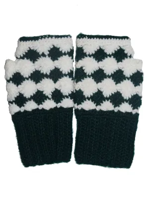 New Winter Warm Fingerless Handmade Boot Cuff Gloves combi of black and White colour