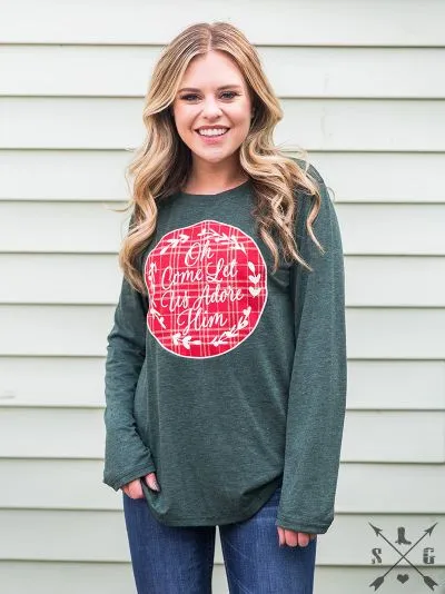 Oh Come Let Us Adore Him Patch long sleeve Tee